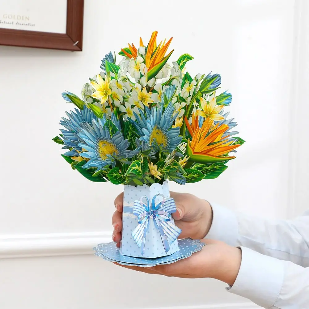 Carving Flower Mother's Day Birthday Greeting Card Wishing Handmade 3D Pop Up Greeting Card Creative Paper Thank You