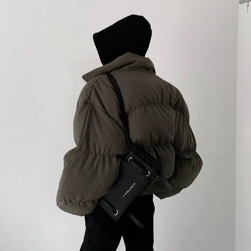 FEWQ Autumn American Vibe Thickened Cotton Jacket Men's Winter 2023 Solid Color Sleeve Design Male Tops Fashion 24X2167 5
