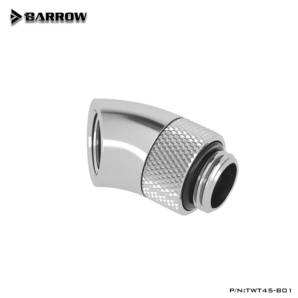 Conector Rotativo Barrow G1/4 Macho A Hembra, ángulo De 90 Grados - Color Negro, Para Sistemas De Refrigeración Líquida