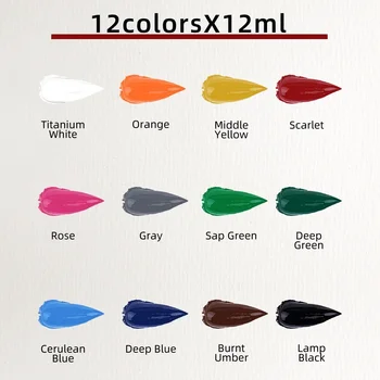 Professional Oil Paints Set 12 Colors 12 Ml Canvas Ceramic Rock Painting Kit Art Supplies for Artists Kids Beginners & Painters 4