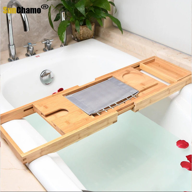 Retractable Bathtub Storage Rack Bath Shelf Bridge Tub Tools Accessories Wine Glass Book Holder Support Bar Alilife Bath Tray
