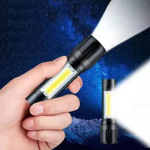 Small flashlight, strong light, USB charging, super bright, portable, portable, mini pocket household outdoor light, zoom