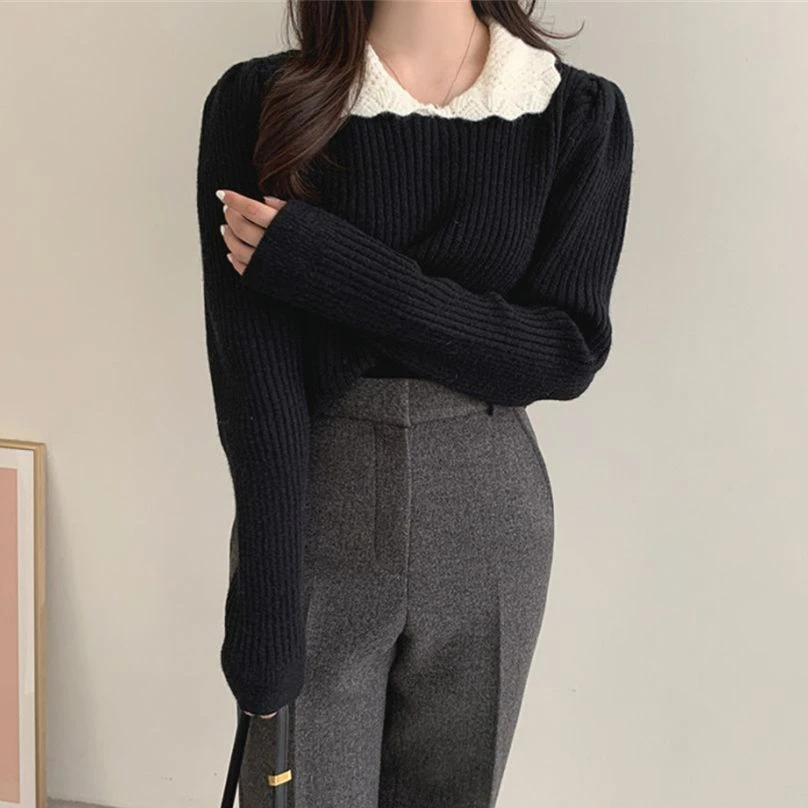 green cardigan HziriP Sweet Soft Peter Pan Collar Women Sweaters 2022 Spring Fashion Gentle Hot Slim-Fit Pullovers Casual All Match Jumpers cardigan sweater