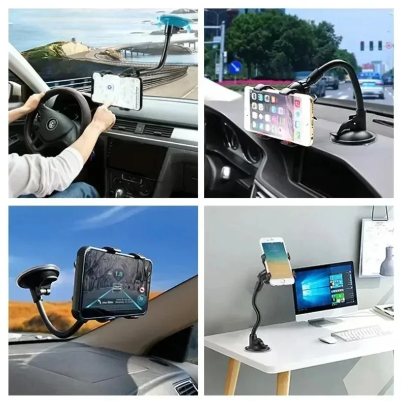 Universal 360 Degree Rotation Car Phone Holder Windshield Dashboard Mount Lazy Bracket Flexible Navigation Stand Accessories