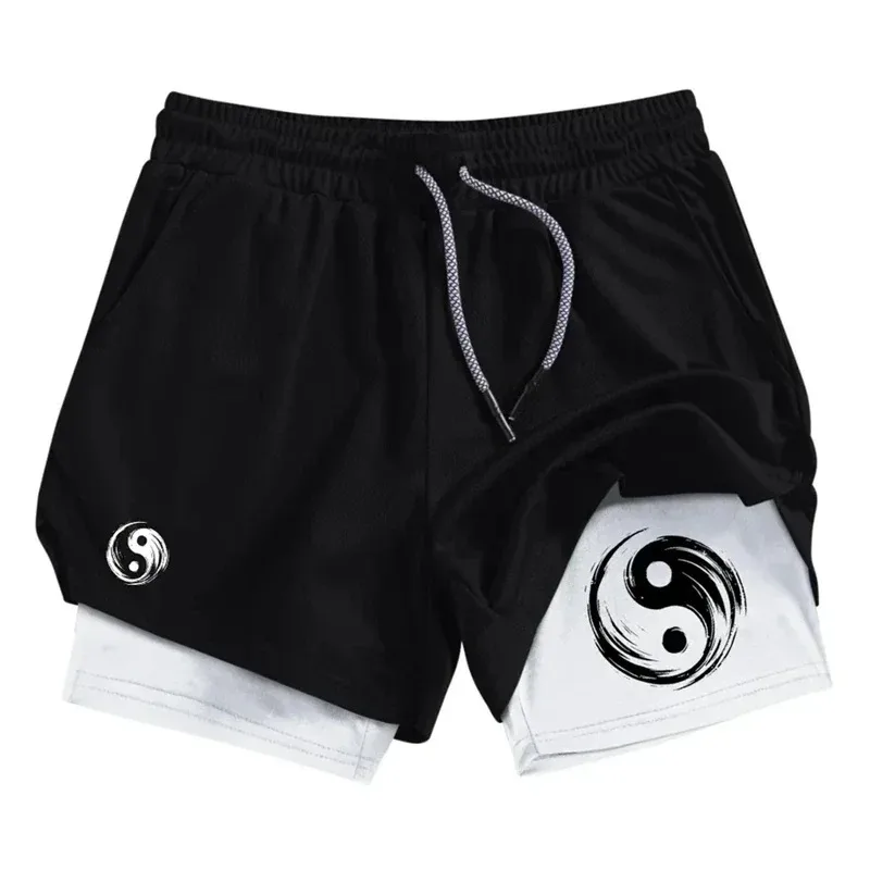 Casual 2-in-1 Performance Shorts Men Athletic Quick Dry Fitness Gym Workout Running Phone Pocket Towel Loop Athletic Activewear