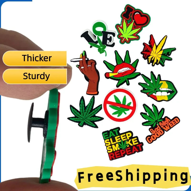 1PCS Green PVC Shoes Charms Cartoon Leaf Shoes decorations For Croc Decoration DIY Soft Accessories