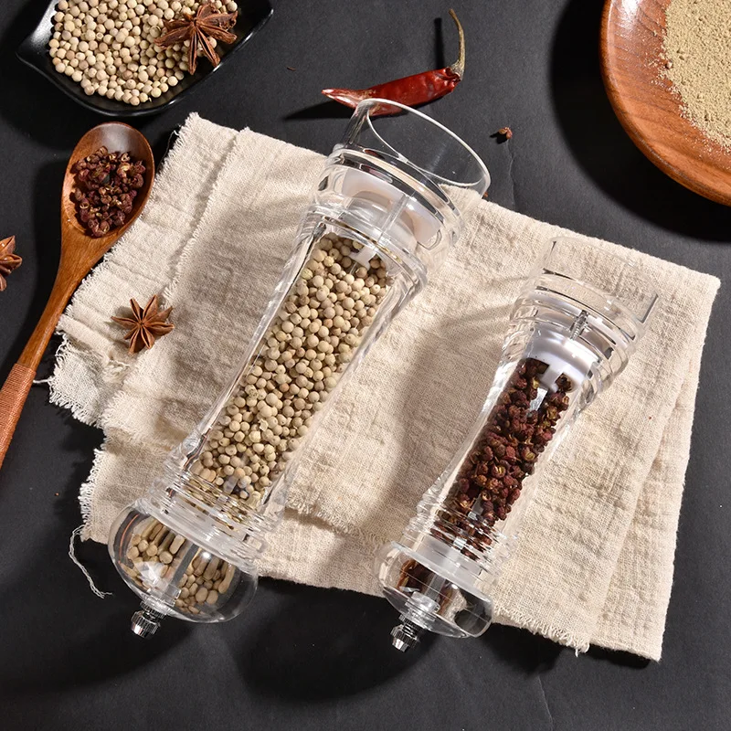 Pepper Grinder Acrylic Salt and Pepper Shakers Adjustable Coarseness by Ceramic Rotor kitchen accessories
