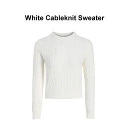 Elegant Women's Cableknit Sweater Dress - Soft & Versatile in Autumn Tones - XS (White Cable Sweater)