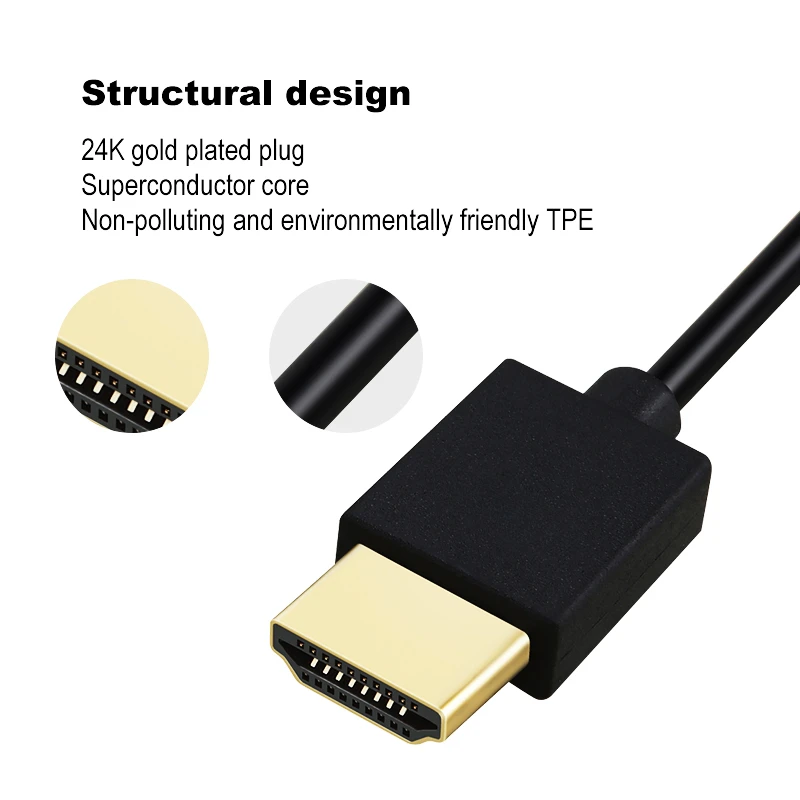 Thin HDTV Cable 4K 2.0 Slim HDTV Male to Male Cord For PC Splitter Switcher Monitor Audio Video Cable 1M 1.5M 2M 3M hdtv adapter cable hdtv cable audio video cable