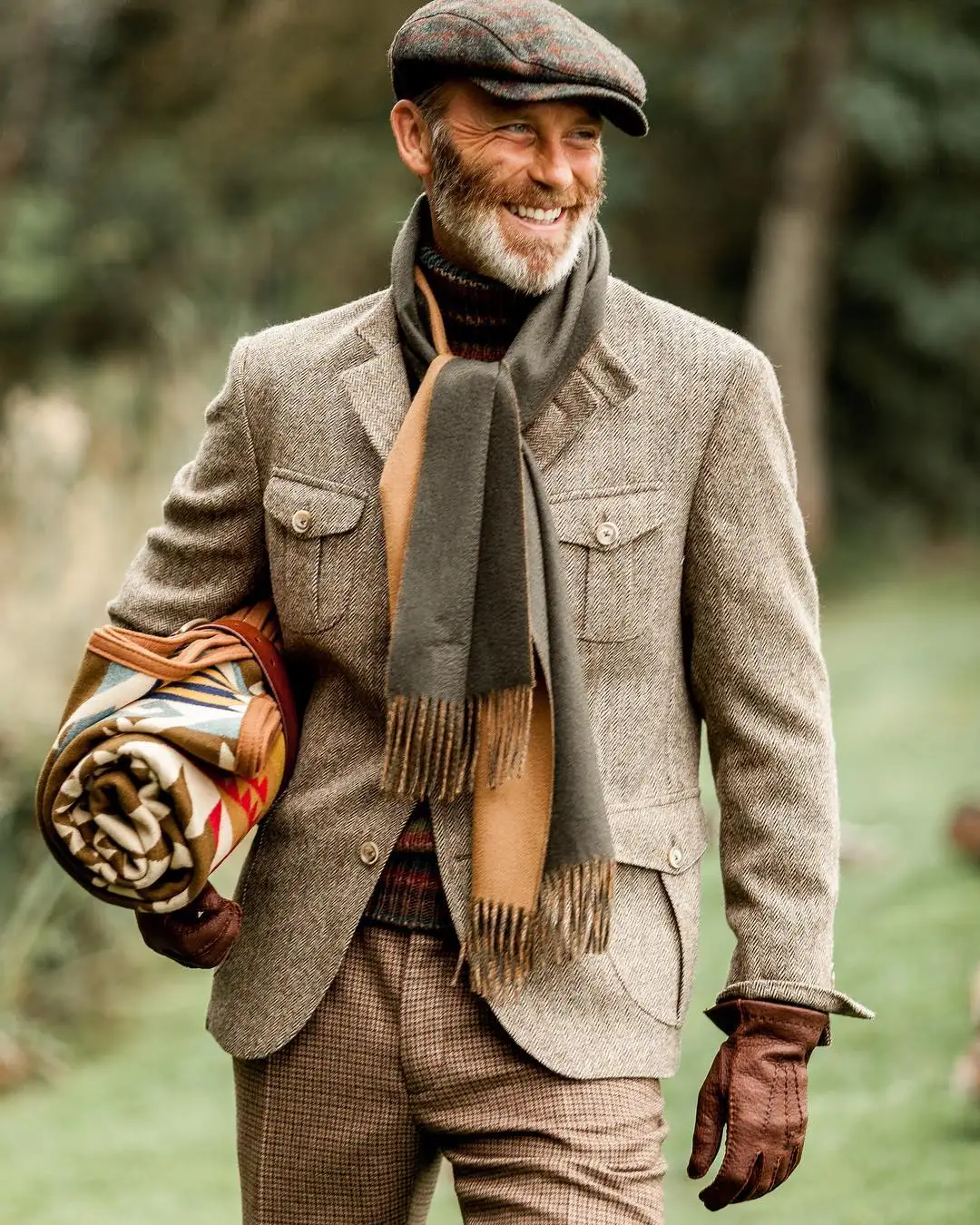 Chaqueta de caza de lana de tweed retro y americana para hombre, abrigo multibolsa, cuello levantado, informal, Otoño e Invierno AliExpress