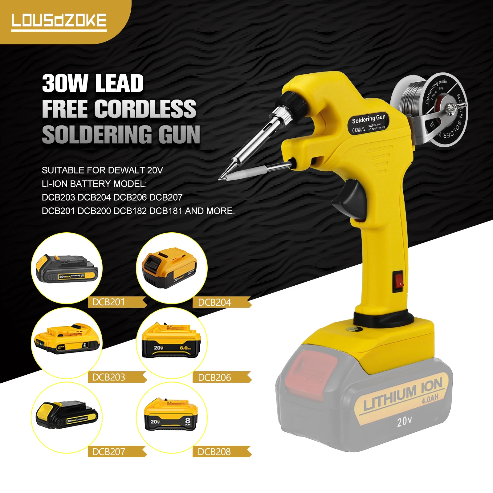 30W Cordless Soldering Iron Kit for Dewalt 20V Li-ion Battery 30s Quick Preheat Electric Welding Gun Repair Tool (No Battery) 3