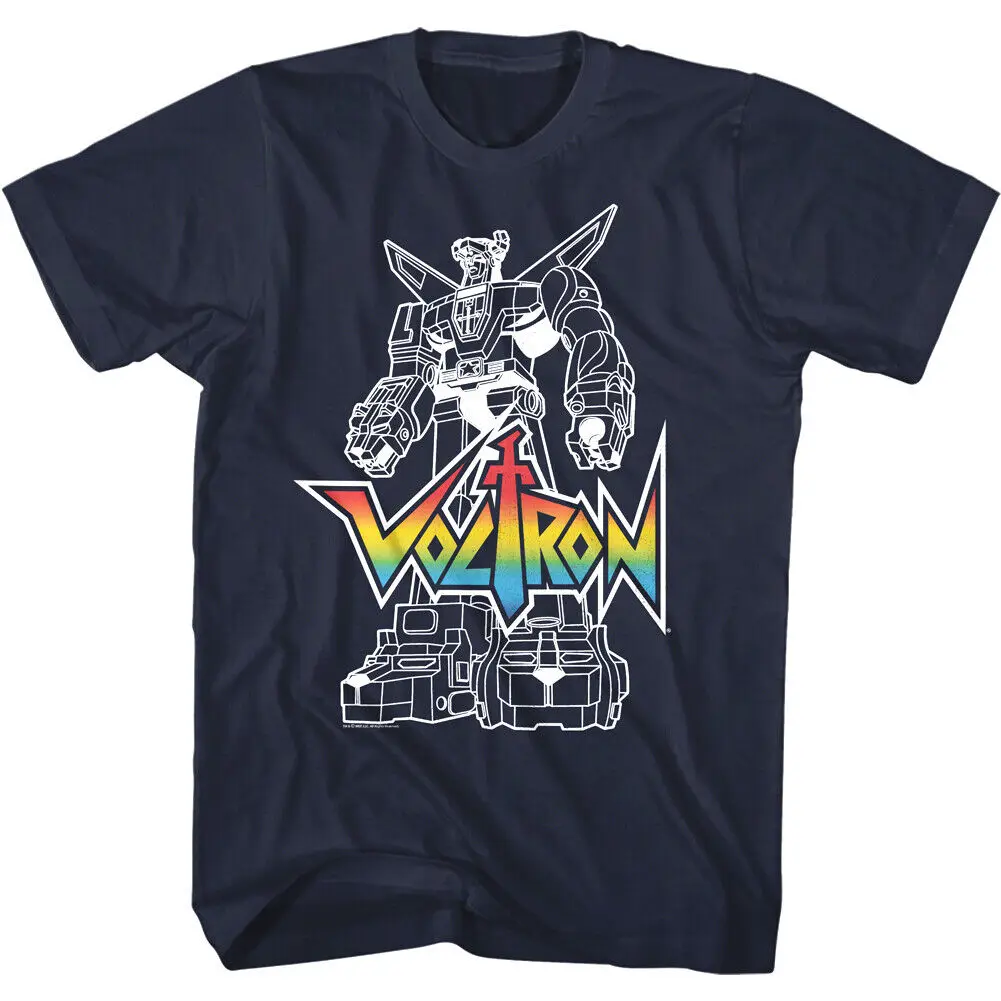 Voltron Lion Force Robot Outline T-Shirt Da Uomo Golion Team Cartoon