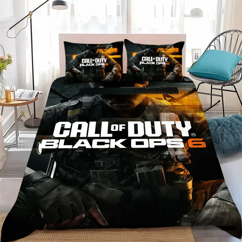 C-Call D-Duty Black O-Ops 6 Game Duvet Cover Set Soft Wash Cotton Bed 3 Piece Summer Comfortable Student Dormitory Home Bedding