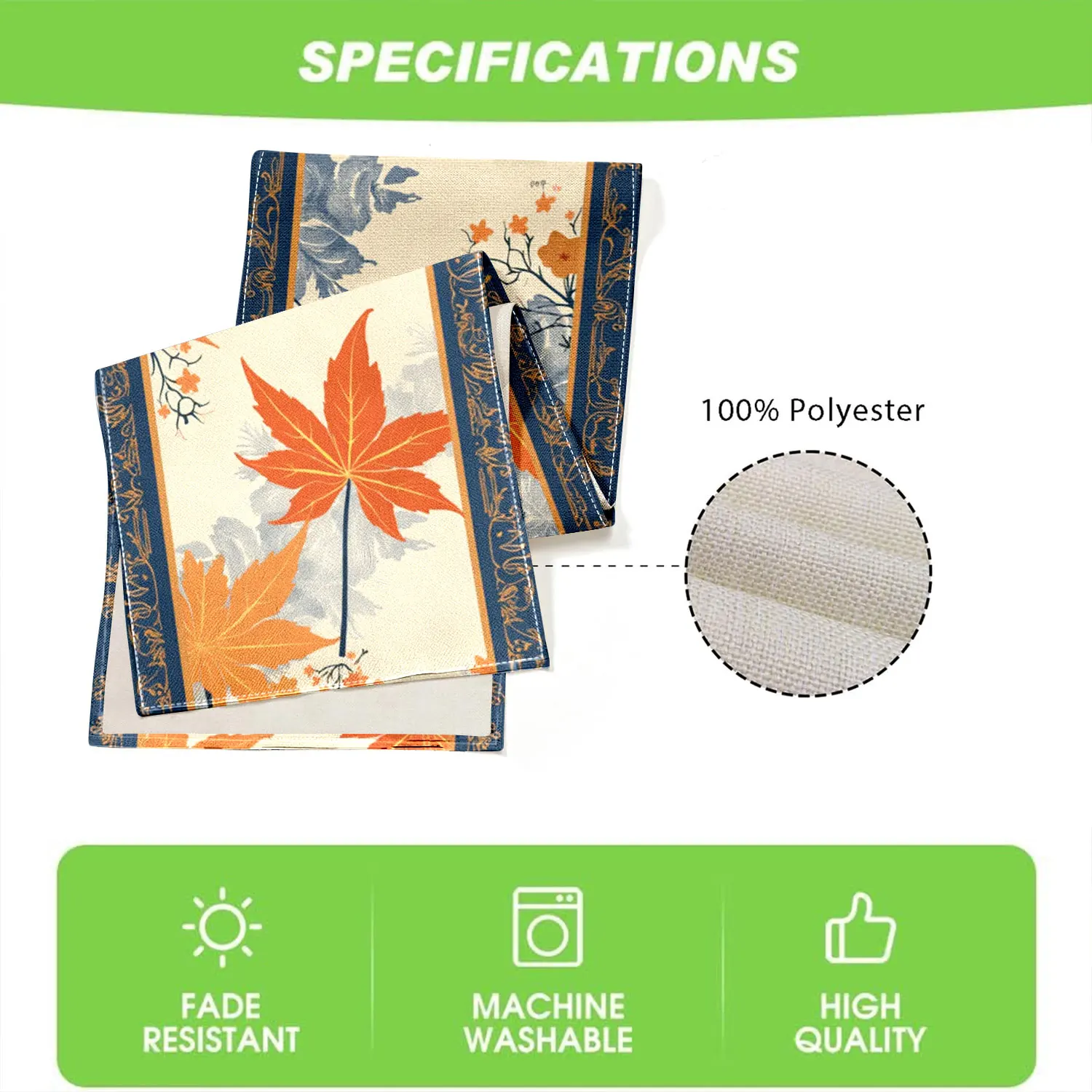 Golden Maple Leaf Autumn Table Runner 6