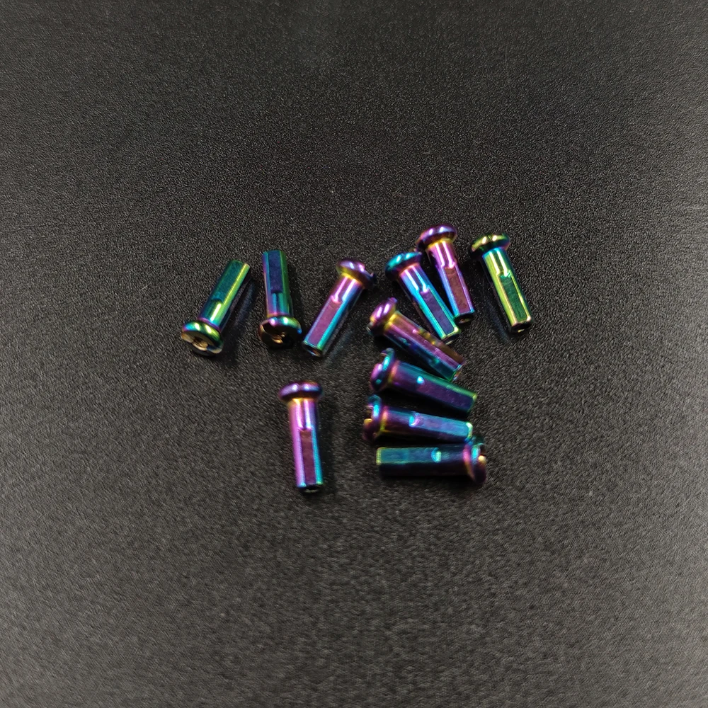Bicycle Nipples Rainbow Round Head Brass 14G 2.0 14mm MTB Road Bike Spoke Nipples High Strength Weight 0.8g Rim Parts