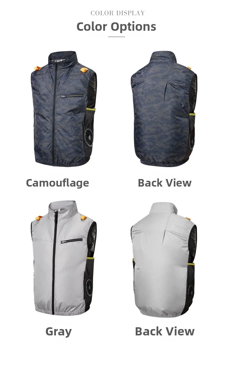 Kühlende Ventilator-Klimaanlagenweste, leichte Sonnenschutz-Windbreaker-Weste, Outdoor-Sport-Angel-Arbeitsjacke für Herren und Damen – Detail 13