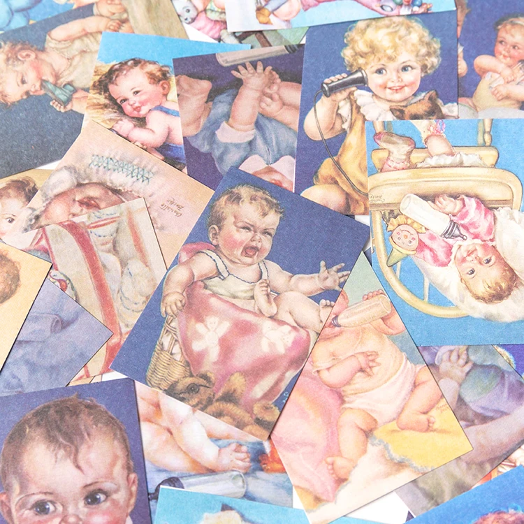 100PCS Vintage Fairy Tale Girl Material Paper DIY Scrapbook Base Collage TAG. Wall Gift Packaging Decoration Mini Material Book