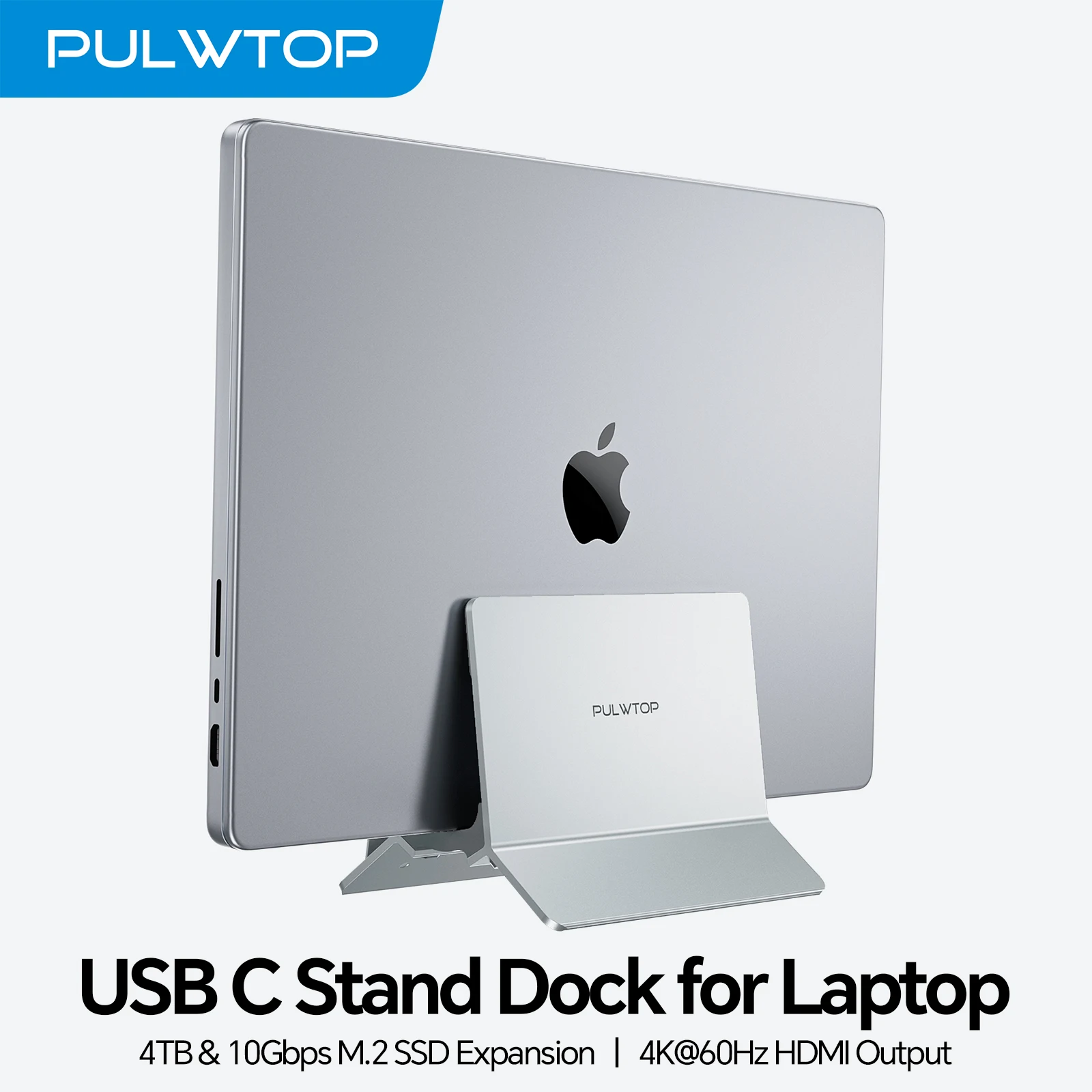 PULWTOP Vertical Laptop Docking Station with M.2 SSD Expansion, HD thumbnail 1