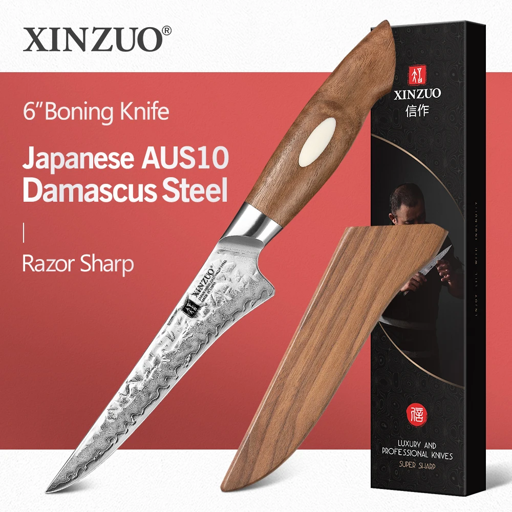

NEW XINZUO 6'' inches Boning Knife Japanese AUS10 Damascus Kitchen Knives Stainless Steel Sharp Fish Knife Handmade by Artisans