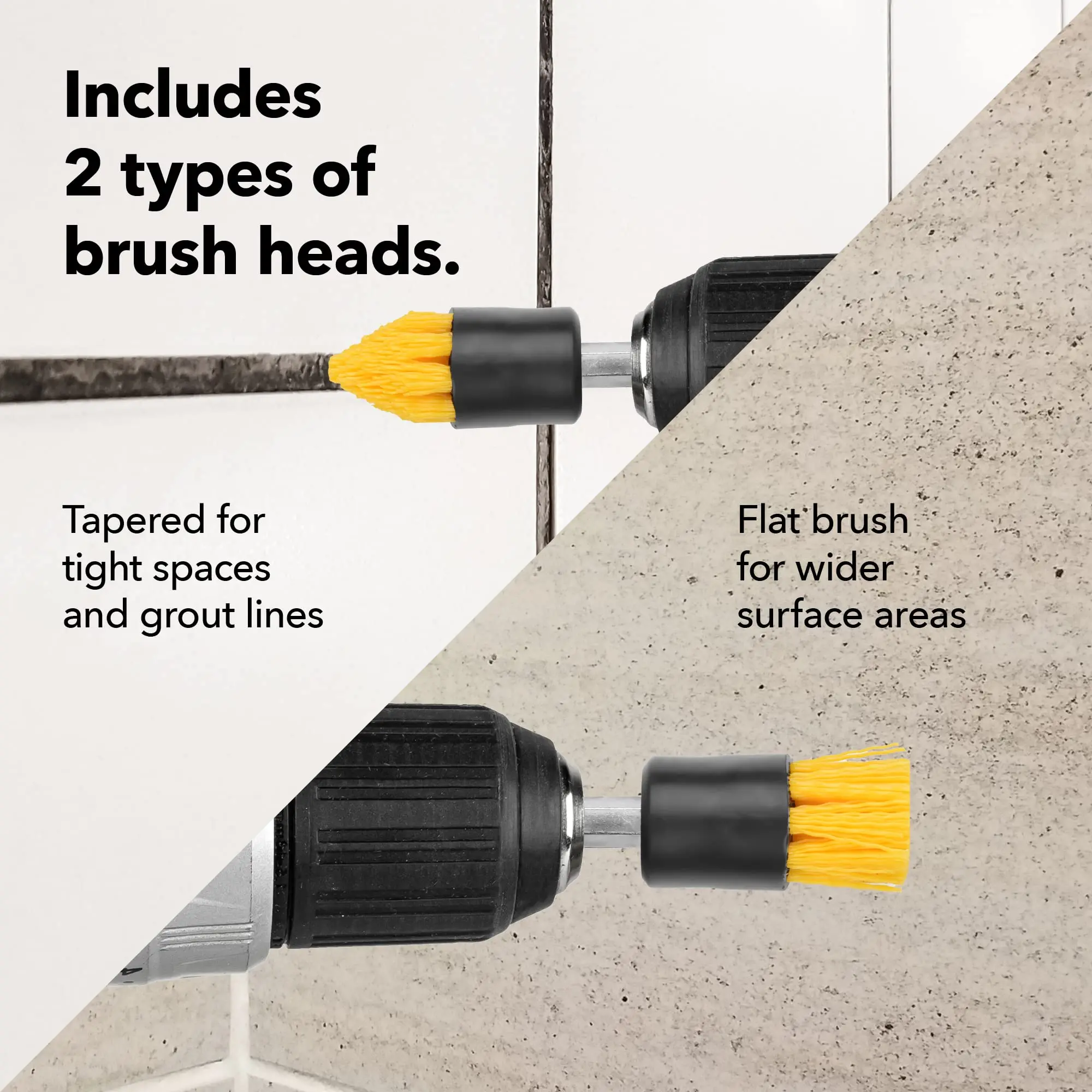 Tapered and Flat Cleaning Brush Attachment Set 4 Pcs with for Cordless Drill Tile Grout Drill Brush Set Attachments