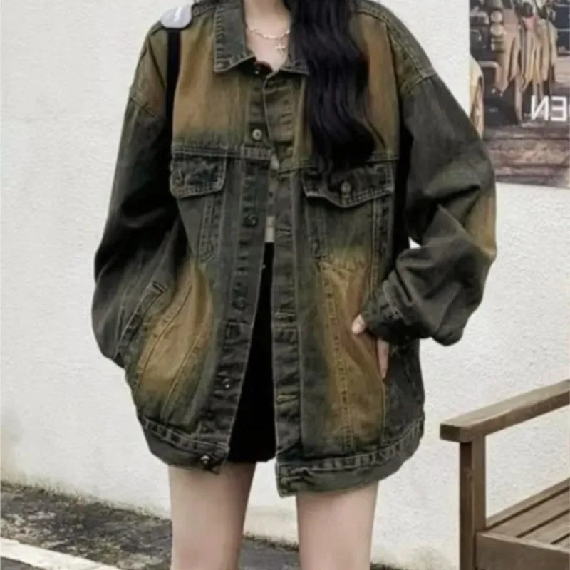Retro Washed Do the Old Cowboy Coat Female Loose-Fitting Top