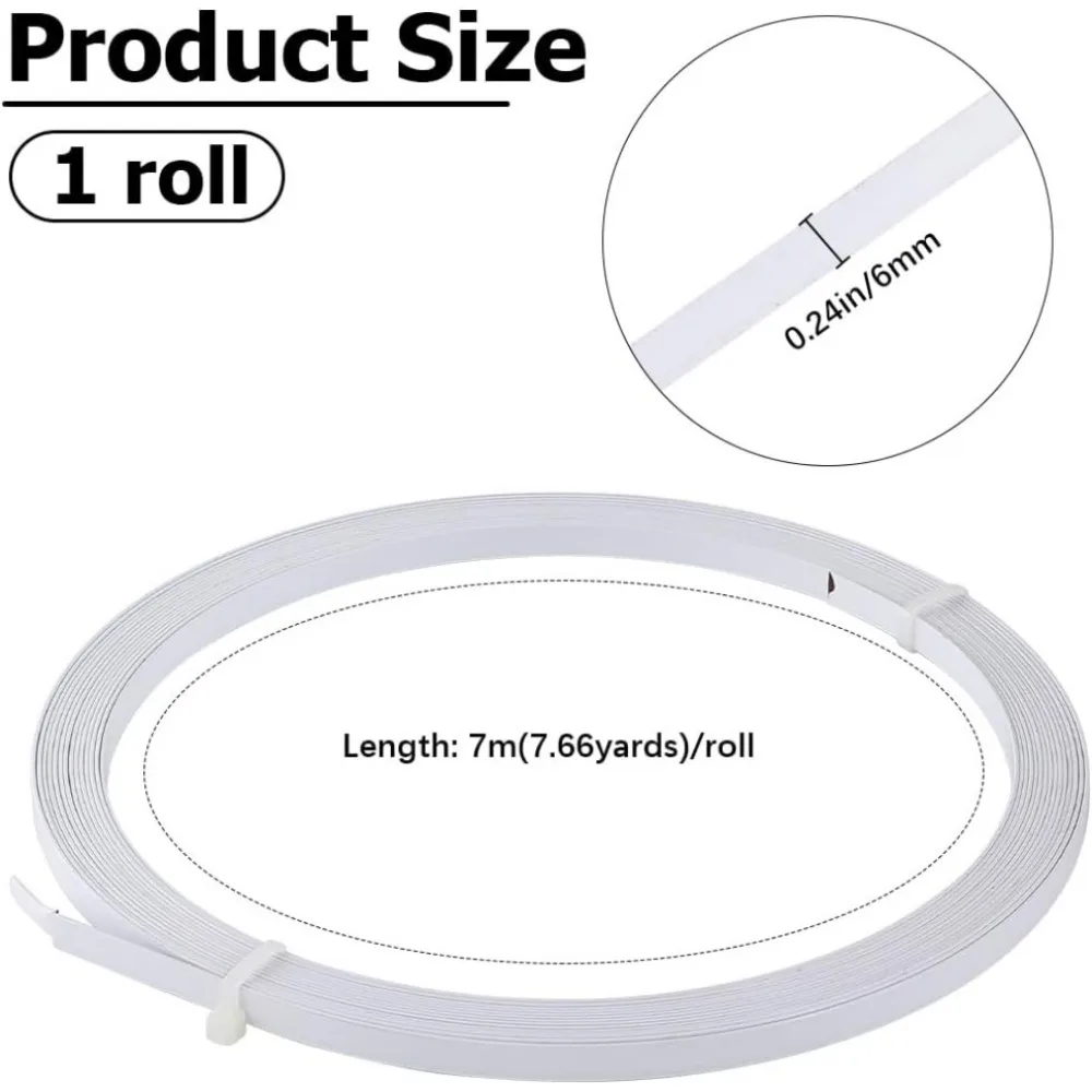 1Set 7m 6mm PVC Covered Steel Boning White Spring Steel Boning for Sewing Corset Flat Stainless Metal Stays sewing tools,plastic corset bone