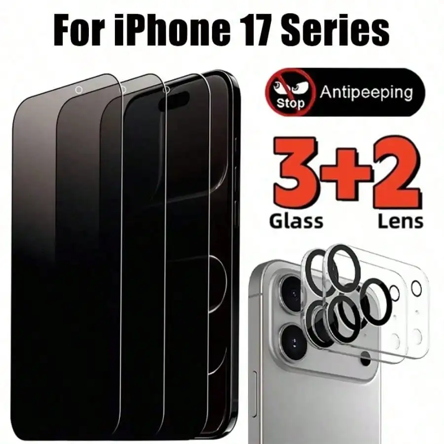 5 In1 3Pcs Privacy Screen Protectors+2Pcs Lens Protectors Compatible ...