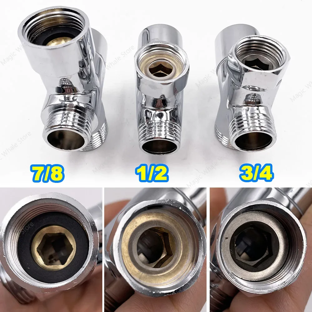 Diverter Valve Shower Head Diverter Valve T Adapter Valve Brass 3 way Water Separator Shower Tee Adapter Adjustable Bathroom Accessories