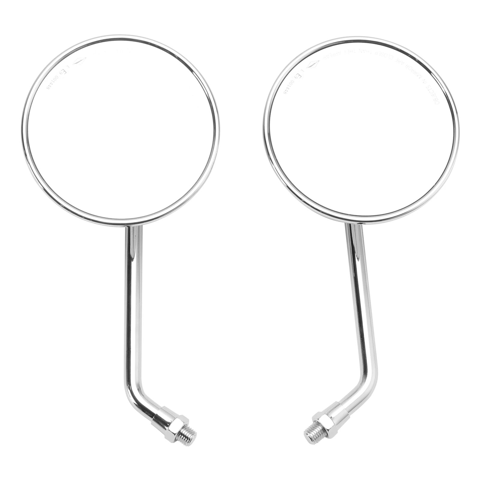 4" Round Chrome Classic Small Mirror with E-Mark M10 Mirrors For Japanese Bikes 5