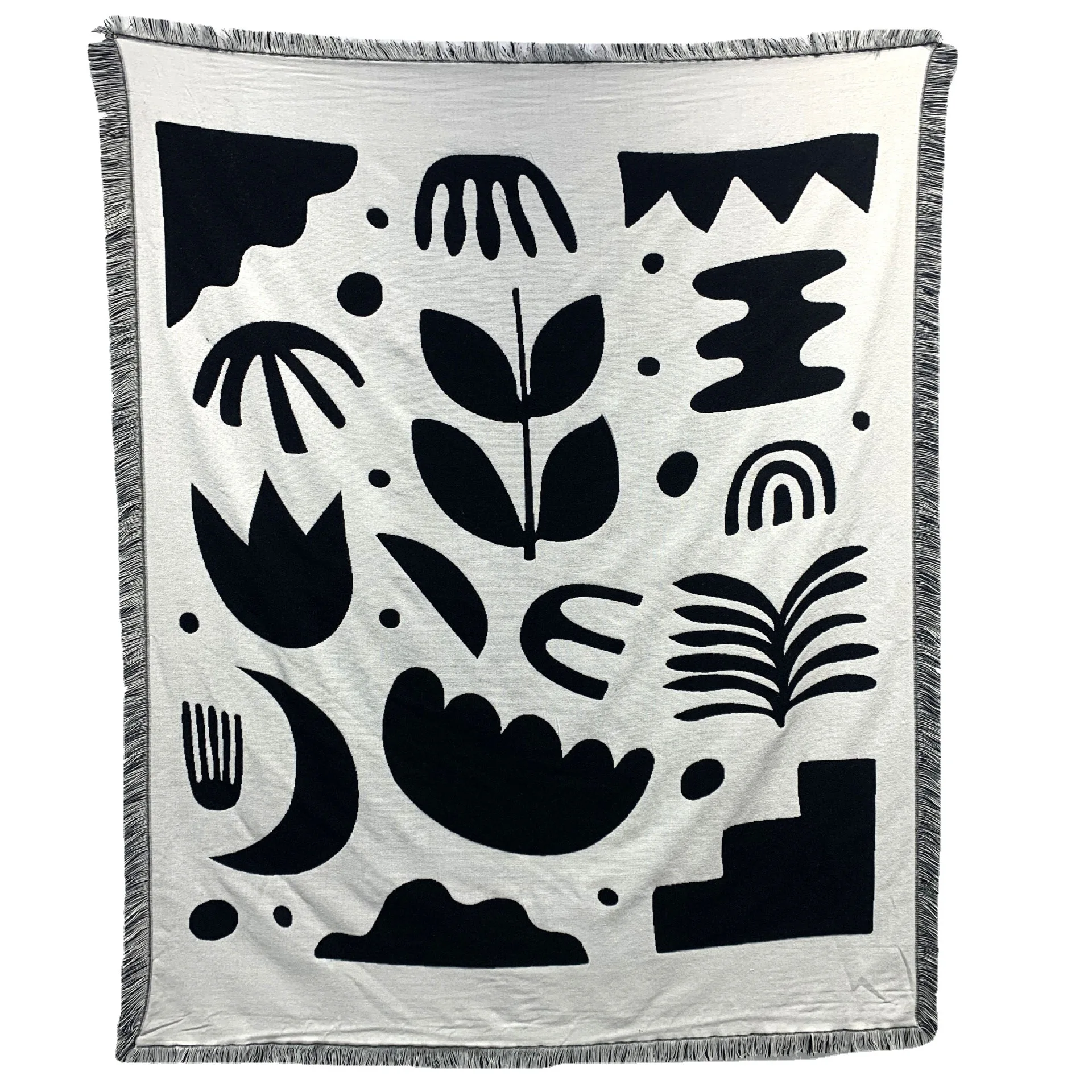 

Black And White Sofa Blankets Outdoor Rugs Camping Picnic Blanket Bed Blankets Plaids Mats Travel Rug Tassels Cotton Polyester