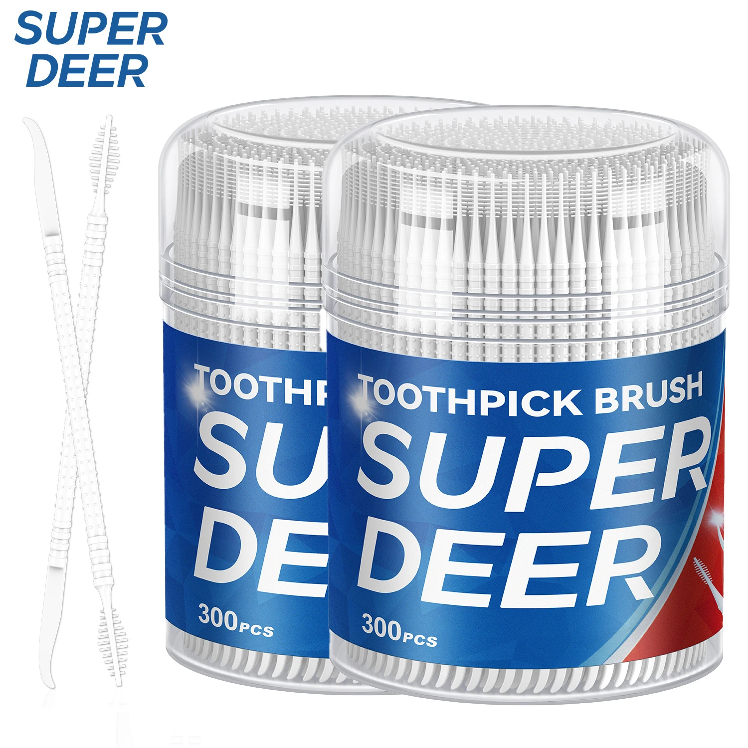 Double-Headed Flosser Toothpicks Disposable Interdental Brush Dental Floss Pick Oral Cleaning Hygiene Teeth Care Sticks 300Pcs dental floss stick,dental floss sticks,toothpick brush,dental cleaning tools