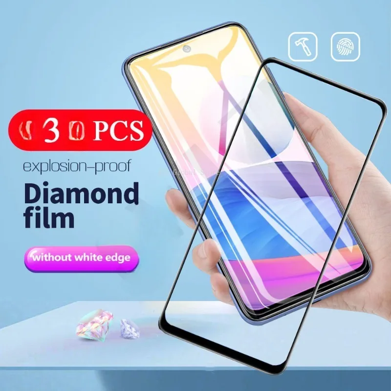 

3Pcs Cover Tempered Glass For Redmi 10X 4G Note 10 Pro Max 10S 9 5G 9S 9T 8 8T 7 7S Phone Screen Protector Protective Film