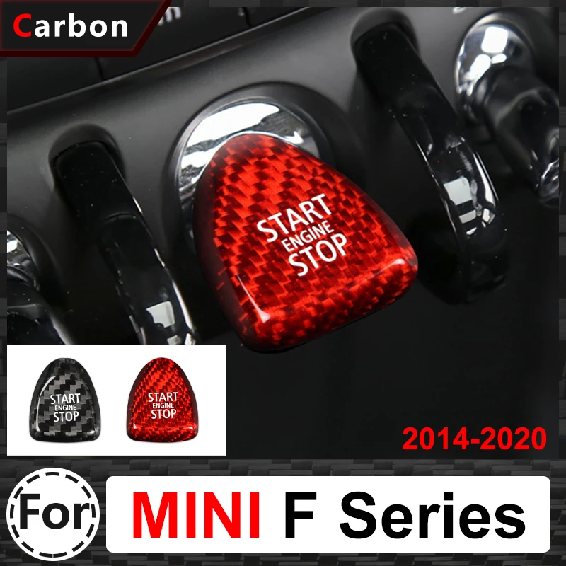 Car Ignition Start Up Button Carbon Fiber Decorative Sticker For MINI