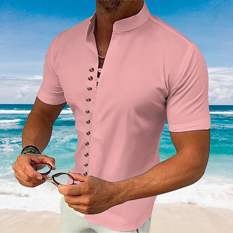 Summer Fashion cotton short-sleeved Shirt casual Men's short-sleeved Top British loose T-shirt
