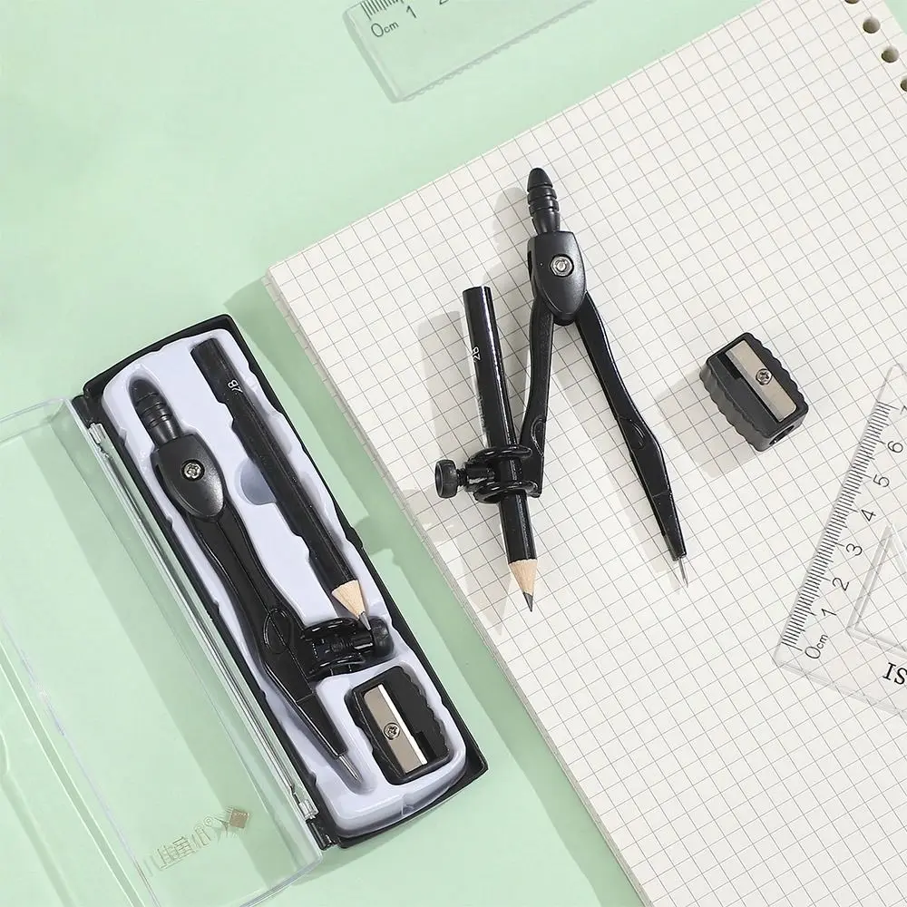 

Metal Drawing Compasses Set with Pencil Sharpener Stationery Set Draw Circle Tool Clip Pen Type Math Geometry Drafting Tool