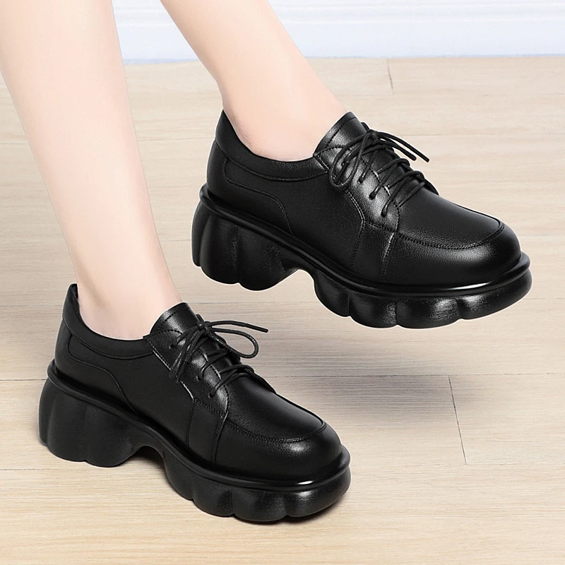 DIMANYU Loafers Women's Platform 2024 Spring New British Style Women's Shoes Genuine Leather Women's Loafers