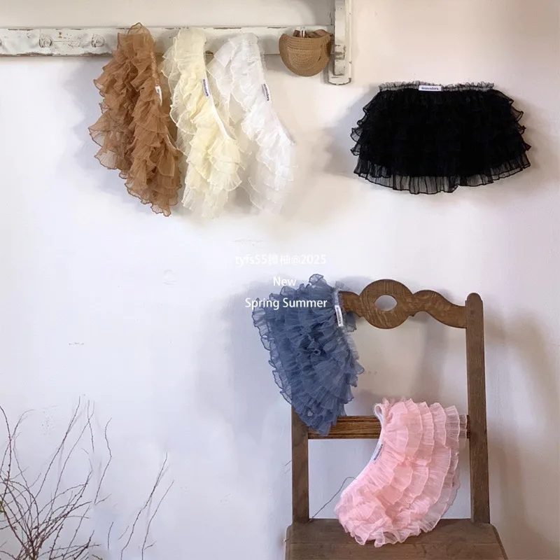 Kids Girls Princess Layered Tulled Underskirt Lace Puffy Petticoat Midi Slip Skirt Modesty Lining Half Skirt Adjustable Waist