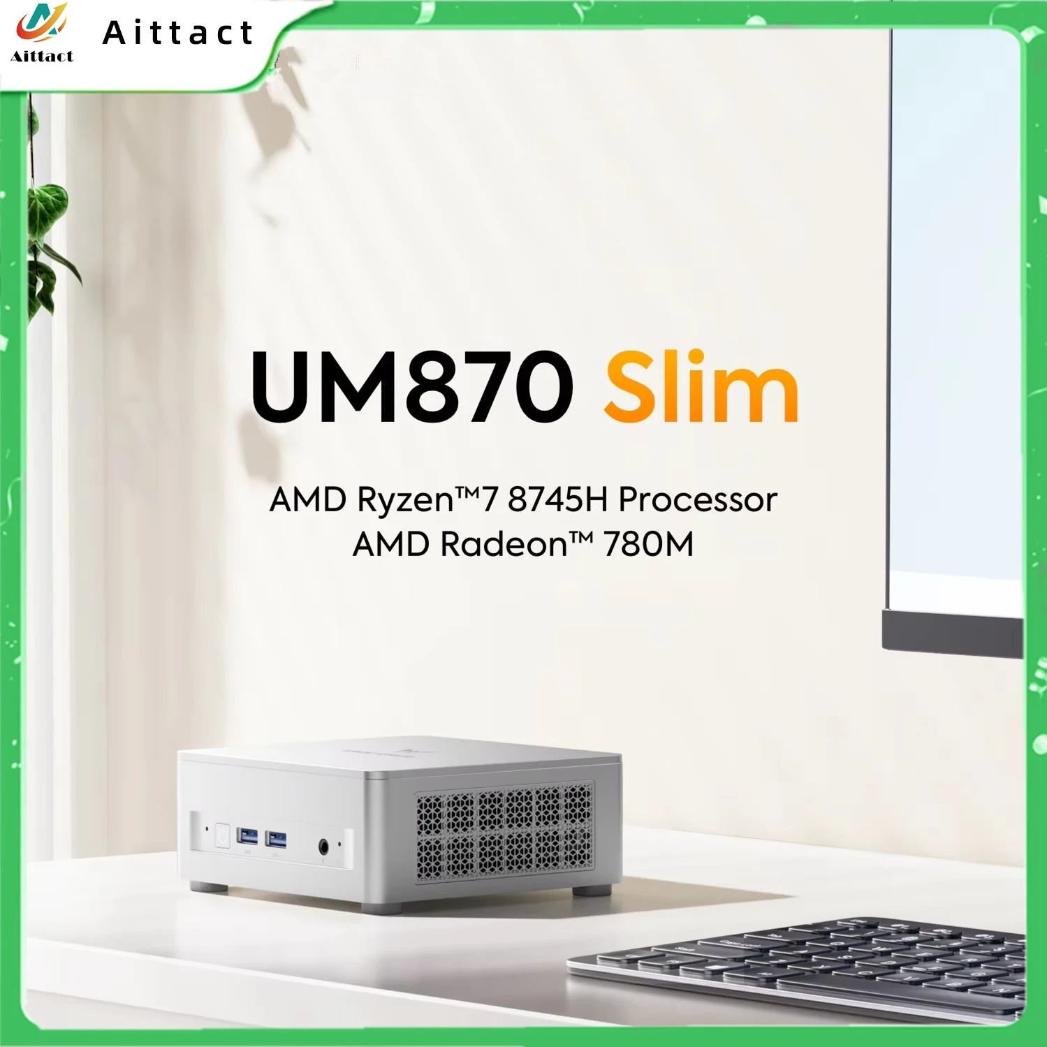 2025 MINISFORUM Slim Series Mini Computador UM870 AMD Ryzen 7