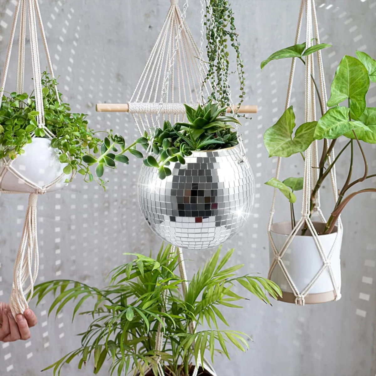 Hanging Flower Pot Globe Shape Vase Plant Basket for Garden Bedroom Balcony Home Decor 10/20cm flower pot plant hanger