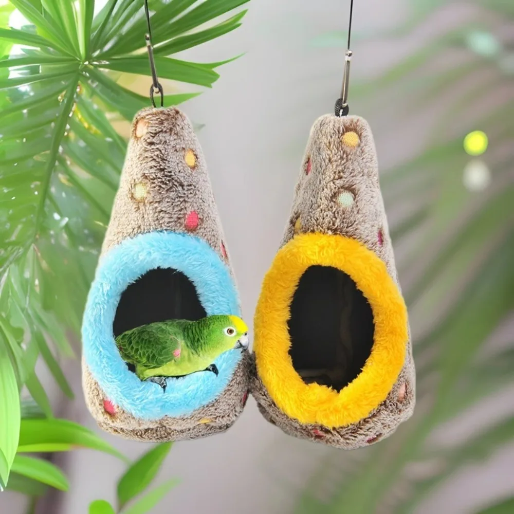 Cute Warm Egg-Shaped Bird Nest Thickened Fleece Bird Hammock Breathable Cozy Plush Birds House For Bird Cage