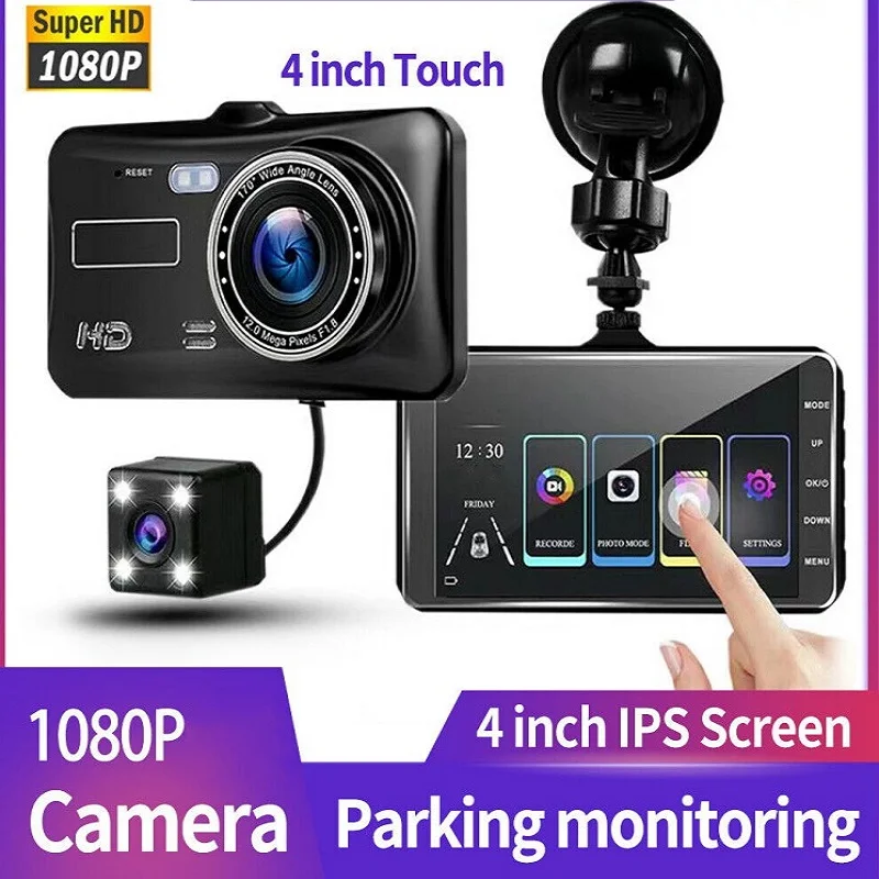 

Car Video Recorder Dash Cam Dual Lens HD 1080P Auto Digital 4'' IPS Touch Screen DVR Camera G-Sensor WDR Car DVRS Dashcam Camera