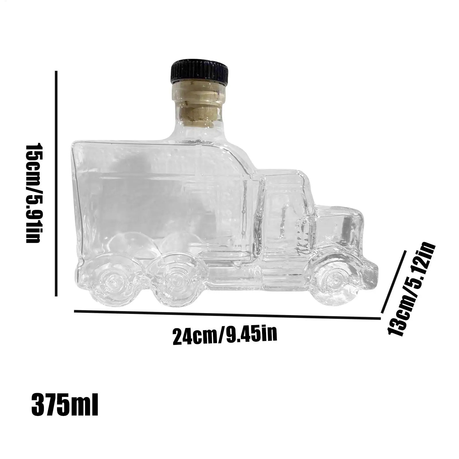 Decanters for Alcohol Whiskey Container Half Truck Decor 375ml Decorative Decanter with Stopper for Liquor Beer Champagne