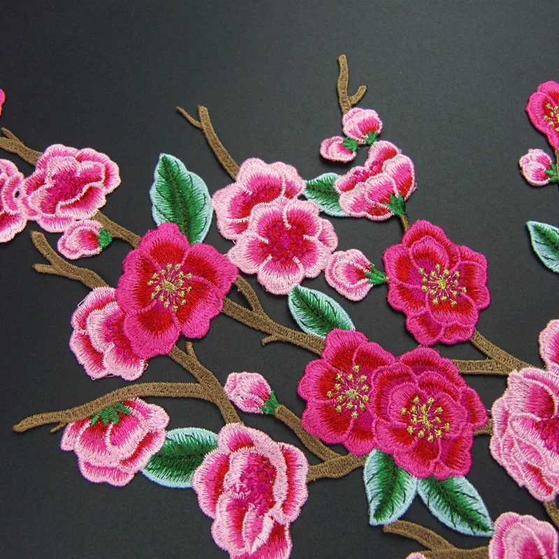 Gute Qualität Große Bestickte Pflaume 3D Blossom Floral Patches Applique Charming Spitze Stoff Scrapbooking Nähen Auf Blume Patches – Detail 2