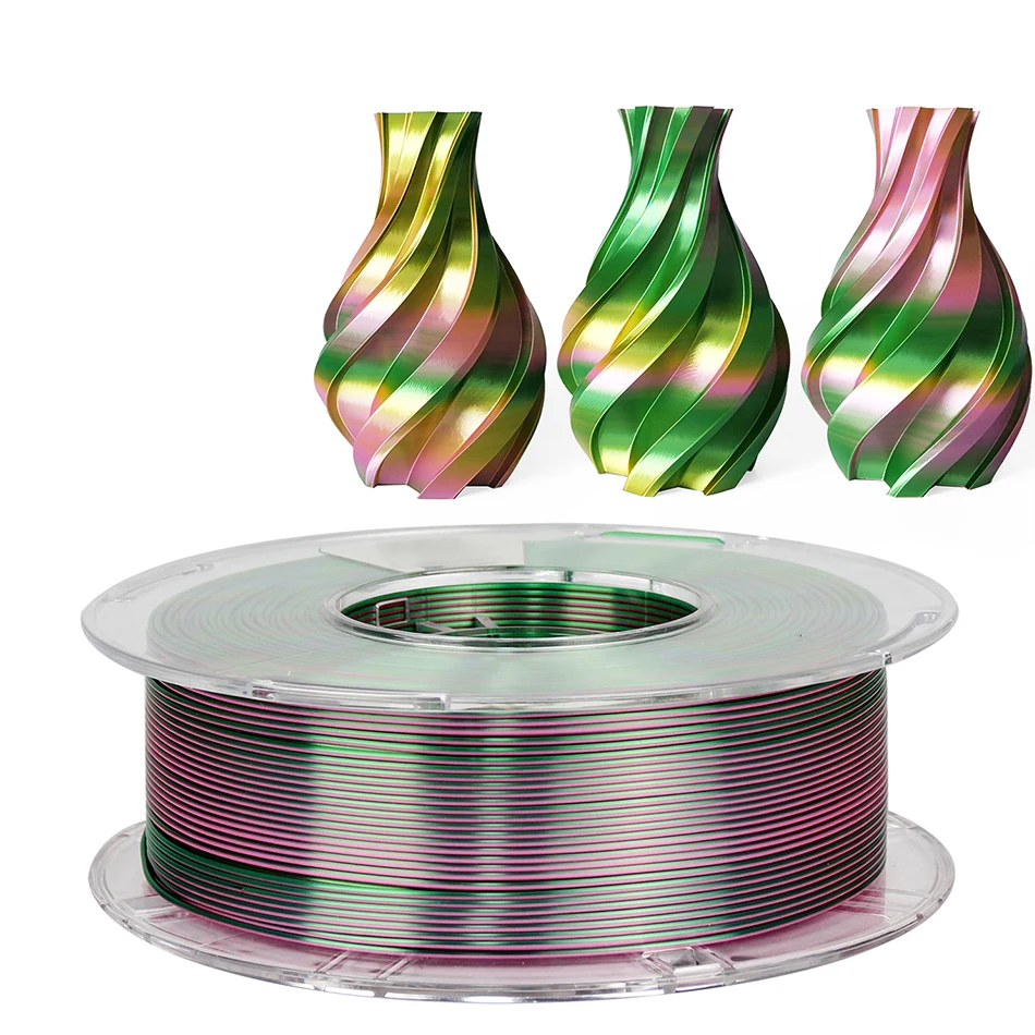 실크 PLA 3D 프린터 필라멘트 승화 제품, 플라스틱 소재, 3D 인쇄 실크 트라이 컬러 pla 95A, 250g, 1.75mm, 0.25Kg