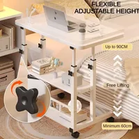 Portable Table for Bedroom Adjustable Overbed Table with Wheels Mobile Bedside Rolling Table Small Standing Laptop Desk Office 4