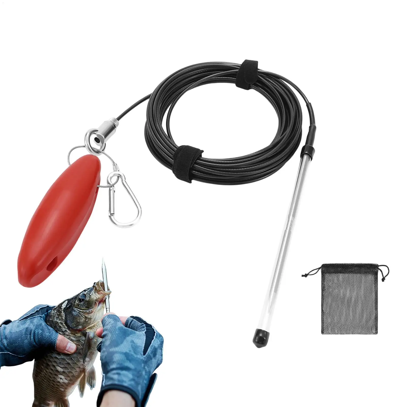 Fishing Stringer Gear Tackle With Holder For Freshwater Saltwater Outdoor River Lake Pond Reservoir Shore Morning Night