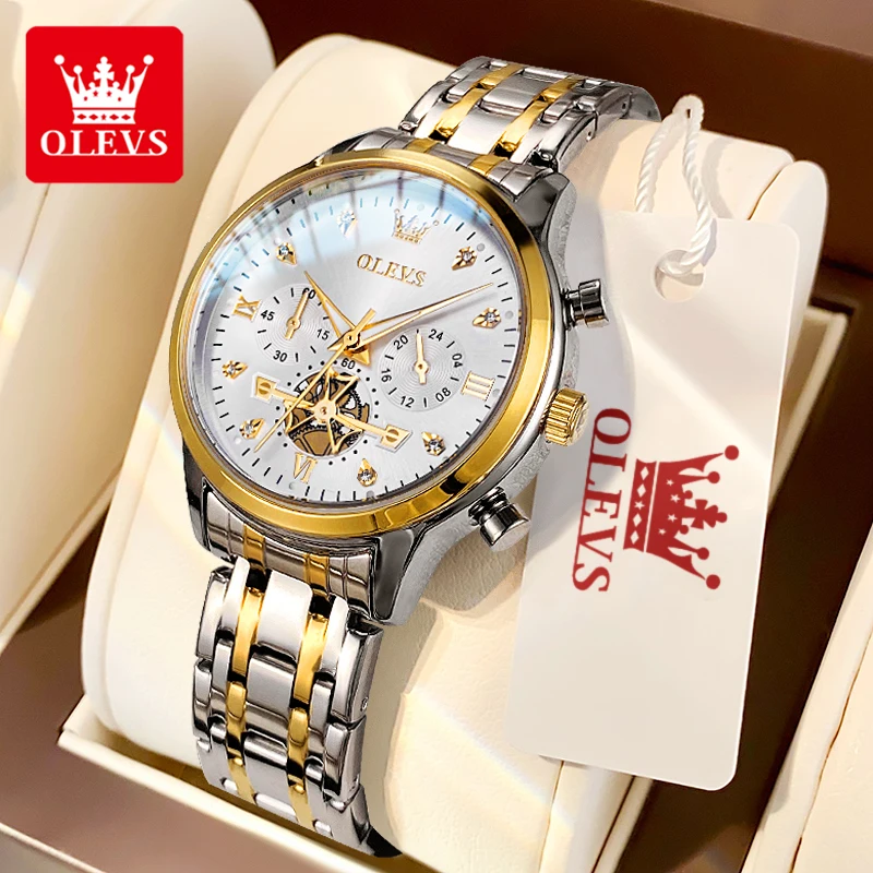 

OLEVS Original Luxury Brand Women's Watches Stainless Steel Strap Waterproof Chronograph Quartz Watch Fashion Lady Wristwatch