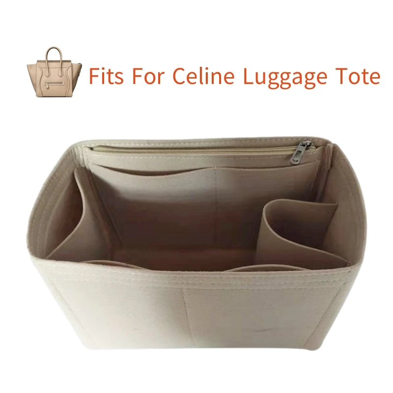 Fits For Luggage Nano Micro Mini Tote Felt Bag Shaper Purse Insert Makeup Travel Inner Purse Portable Cosmetic Bag Organizer