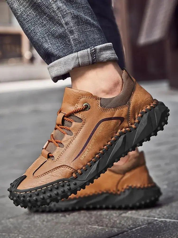 

Men's Spring Autumn Leather Casual Shoes Soft Bottom Anti-Skid Comfortable Breathable Wear Resistant Large Size Casual Shoes