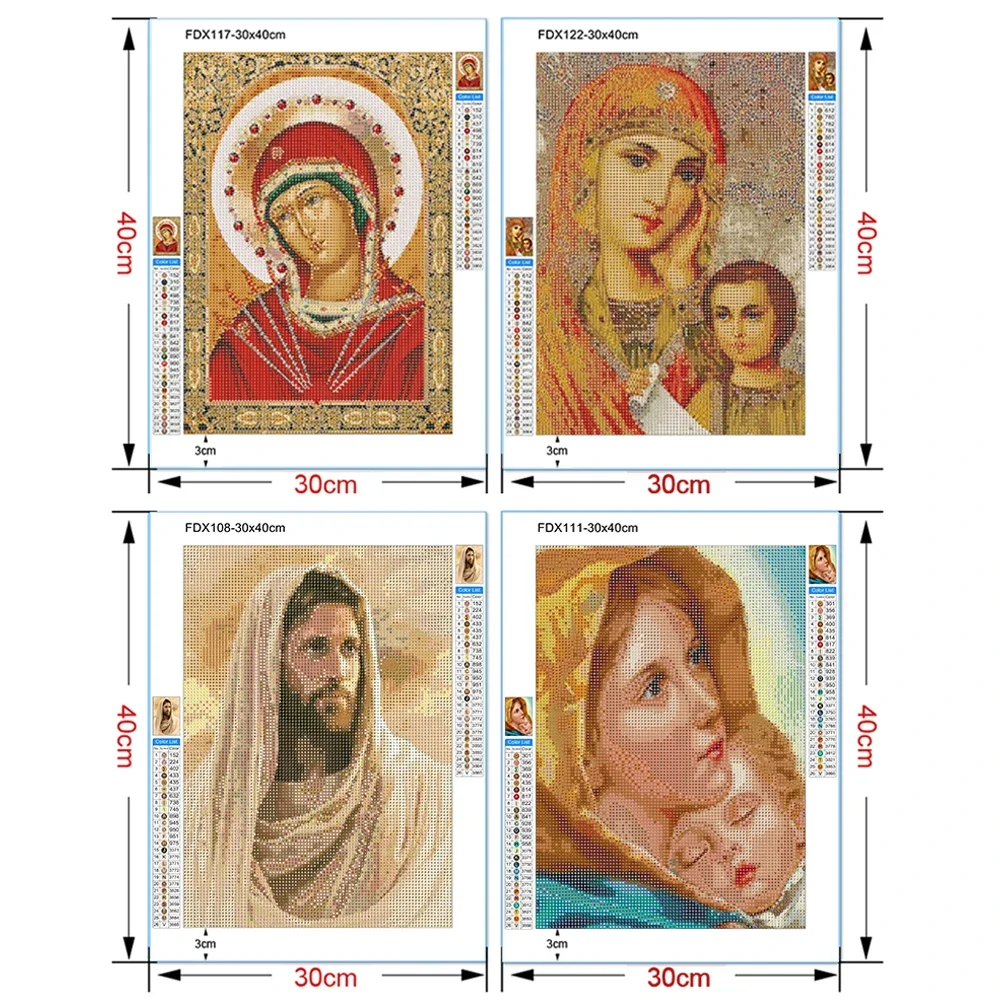 Diamond Painting 5D Religious Madonna Jesus Diamond Embroidery Mosaic DIY Full Round Cross Stitch Rhineons Home Decor diamond painting diamond painting accessories